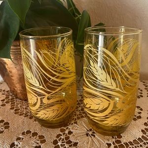 Vintage Libbey Golden Wheat Glasses